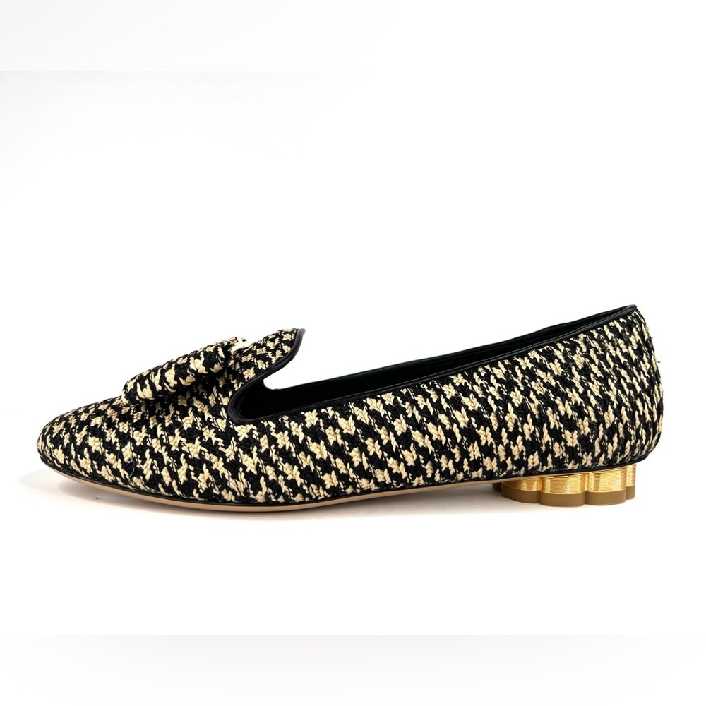 Salvatore Ferragamo Sarno Bow Embellished Raffia Low Heel Loafers US 5 - EU 35.5